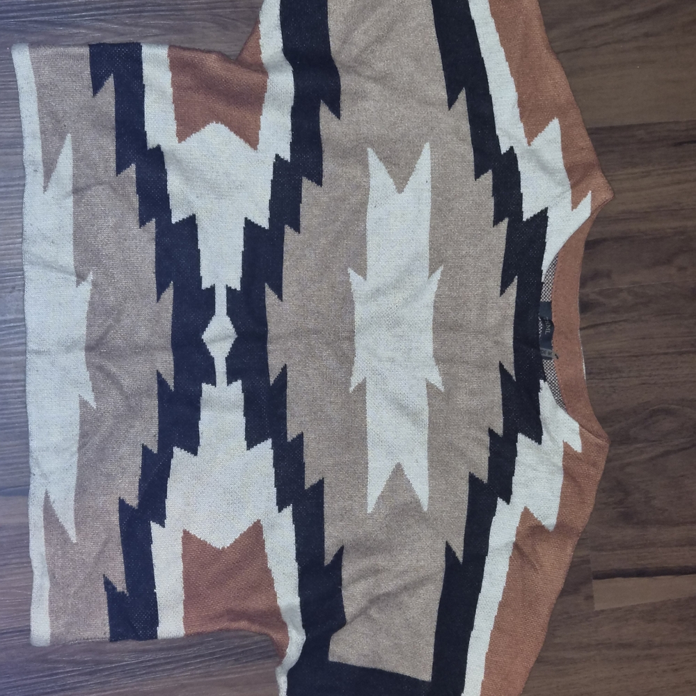 THML Geometric Pattern Sweater - Black, Cream, Brown